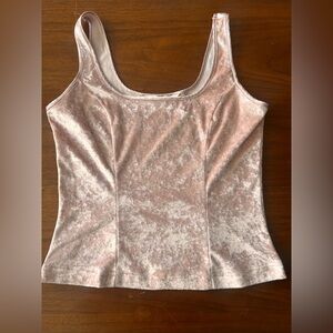 VTG Y2K Victoria Secret Cami Tank Top Lg Crushed Velvet Pink Cropped Medium